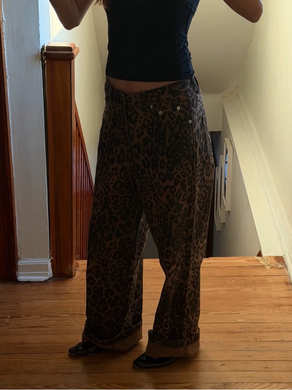 Aelfric Eden Brown & Black Wide Leg Leopard Print Pants